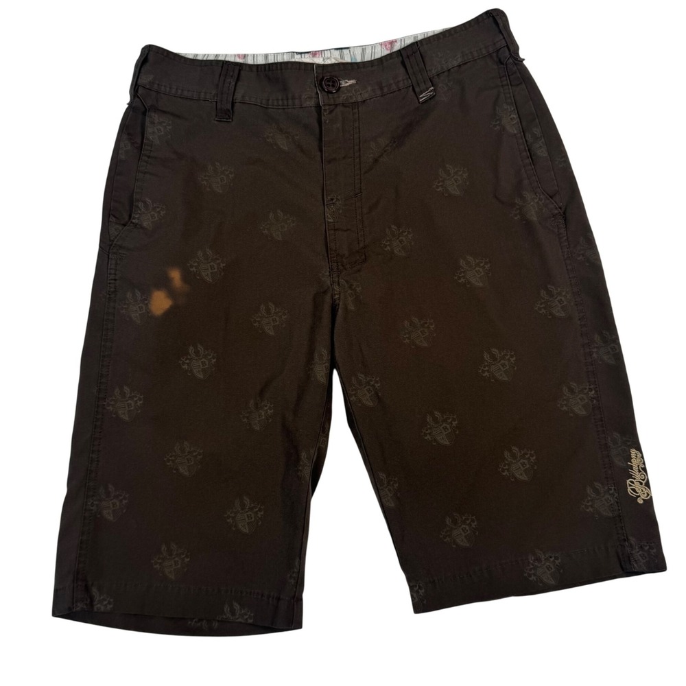 Y2K Billabong Men's Shorts Size 31 Crest All Over Print‎ Logo Embroidery Skater